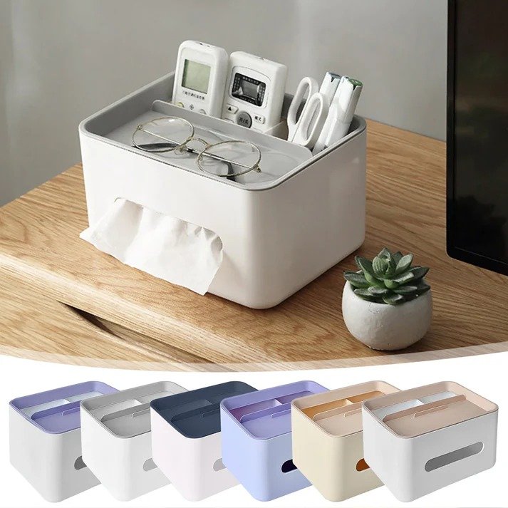 2 in 1 Tissue Box Remote Organizer