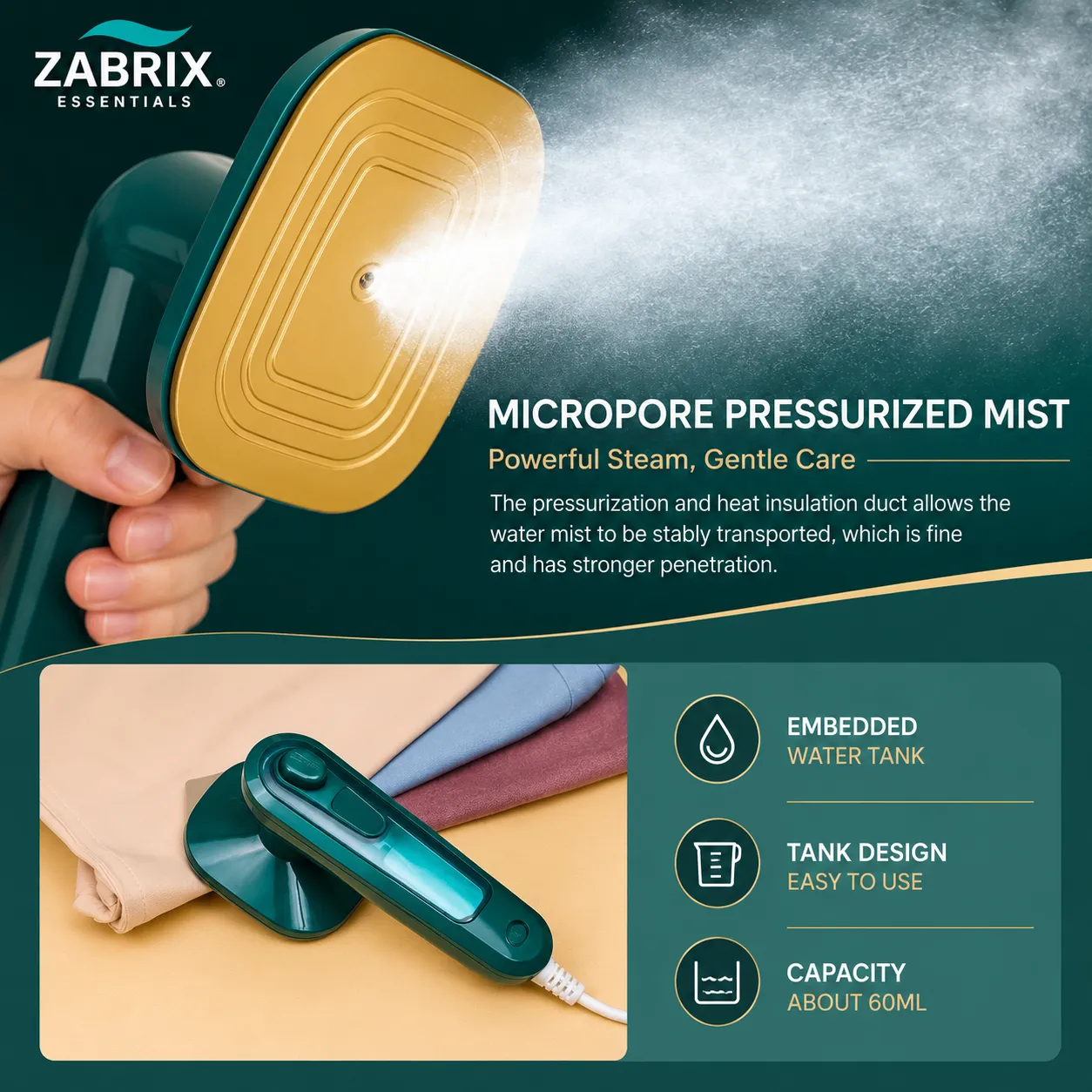 Mini Steam Iron Portable & Handheld Garment Steamer - Image 3